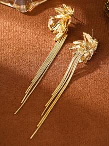 1 对女士奢华时尚金流苏耳环，18k 镀金铜材质，优雅且适合穿着、度假、约会等。 - 金色 - 查看 5