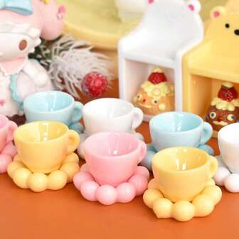 Mini plato, taza y pequeña decoración en forma de nube linda, accesorio de resina DIY, decoración de escena en miniatura para mesa, decoración de casa de muñecas, pequeño ornamento de paisaje micro, decoración DIY, regalo de vacaciones, regalo de cumpleaños, regalo de Navidad, decoración de muñeca a escala 1/6 1/12, accesorios de casa de muñecas, decoración de escena, mini ornamento de mesa