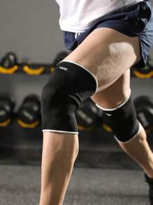 VBOSI 2pcs/Set Unisex Elastic Knee Sleeve, Suitable For Running, Basketball, Gym Workout, Provides Knee Support And Sports Protection - Black - View 4