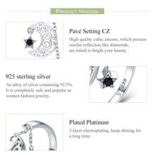 WOSTU 1 件 925 纯银闪亮太阳和月亮开口戒指女士复古戒指精美珠宝派对节日礼物 - 銀色 - 查看 6