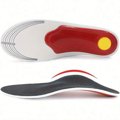 زوج من اللقمات الأرشية للذكور والإناث - مدعمات EVA لتصحيح الأقدام المسطحة ، استقرار مريح للقوس ، باللون الأسود مع تفاصيل حمراء ؛ معدات رياضية ؛ الجري لمسافات طويلة لا يسبب التعب