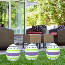 1pc Inflatable Easter Eggs Outdoor Decorations Easter Decor 13Inch Giant Egg Blow Ups For Yard & Home Hanging Inflatables Eggs Easter Party Decor - Multicolor - View 6