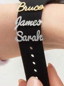 Charm personalizado de correa de reloj de una pieza, accesorio personalizado de correa de reloj, perfecto para el Día de la Madre, el Día del Padre, cumpleaños y regalos escolares - Estilo empresarial, multifuncional, ornamental, con letra, elegante, moderno, colorido, lindo, adorable, casual, personalizado, único, ideal para él, ideal para ella, hijo, hija