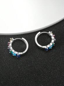 A Pair Of European And American Fashion Popular Colorful Zirconia Inlaid With Exquisite High-End Ear Buckle Earrings For Ladies Party Holiday Decoration Gifts
