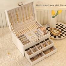High-End Jewelry Storage Box - Large Capacity Organizer For Necklaces, Earrings, Bracelets, And Rings, Perfect Gift For Mother's Day, Father's Day, Or Teacher's Day, Exquisite Gold Jewelry Box - 粉色 - 查看 6