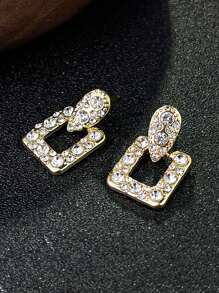 5 对简约优雅奢华钻石镶嵌猫眼、方形、蝴蝶结、水滴和人造珍珠耳钉套装，适合日常和节日佩戴 - 套裝A款 - 查看 2