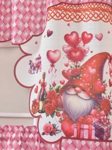 1 JUEGO (3 piezas/Juego) Cortinas con diseño de corazones rosas impresos digitalmente hechas de fibra de acetato y hilo de bambú, adecuadas para la cocina, sala de estar, dormitorio y otras decoraciones del hogar