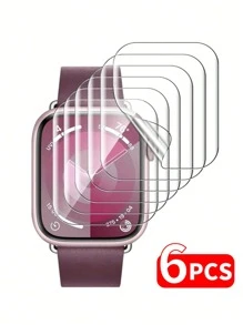 6pcs New Transparent TPU Hydrogel Screen Protector Film Compatible With Apple Watch 10th Gen 38/40/41/42/44/45/49mm, Applicable To Apple Watch Ultra/SE/8/7/6/5/4/3/2/1