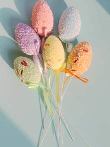 1set(6pcs) - Easter Egg Decoration Plugin, Family Gathering Scene Decoration Plugin, Suitable For Easter Decoration And Celebration Activities, Theme Party Decoration Supplies