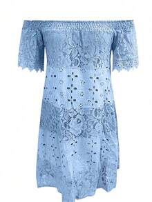 2025 Wiosna/Lato Koktajl Party Koronka Patchwork Moda Elegancka Sukienka z odkrytymi ramionami, Formalny Strój Imprezowy, Suknia Gościa Weselnego