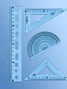 定規セット 4点 ソフト定規 三角定規 分度器 グリッド定規 透明 20cm 波型定規 定規 - マルチカラー - チェックする 11