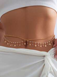 1 pezzo Catena da vita in stile retrò da donna con più strati di cristalli e pendente a stella, decorazione alla moda per la vita
