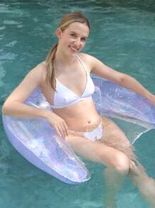 1pc 130*85cm U-Shaped Sequin Swimming Pool Net, Inflatable Foldable Striped Floating Row, Water Recreation Inflatable Lounger Float Bed, Beach Essentials, Beach Accessories - Multicolor - View 6