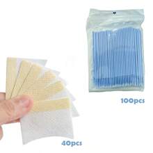 140pcs Eyelash Extension Removal Pads, Eyelash Cleansing Brushes And Nano Cleaning Swabs Set, Multi-Functional False Eyelash Application Tools