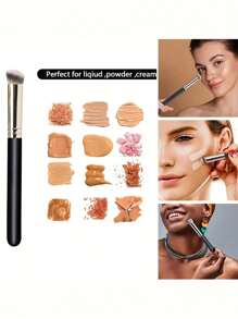 3pcs Professional Makeup Foundation Brush Concealer Under The Eye Mini Oblique Flat Top Kabuki Nose Contour Brush For Concealer Blend Set Polishing Powder Liquid Cream, Round Head Concealer Brush Soft Coarse Hair Full Coverage Concealer Blend Set Polishing Powder Cream Cosmetics Professional Small Makeup Foundation Brush
