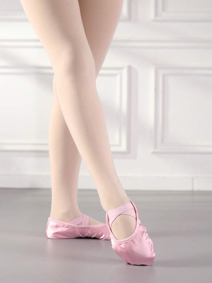 Girls ' Practice Dance Shoes, Children's Satin Soft-Soled Flat Shoes, Peach Pink Ballet Dance Shoes - Coral Pink - View 1