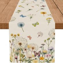 1PC Spring Table Runner Spring Tablecloth Dandelion Butterfly Table Decor Home Holiday Indoor Kitchen Table Decor