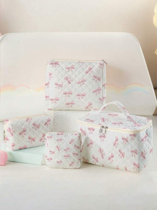 1pc/4pcs Makeup Bag Set, Butterfly Print Large Capacity Makeup Bag, Portable Cosmetic Organizer Case, Travel Toiletry Bag, Beach, Swimming Pool, Swimwear And Travel Storage Pouch, Cosmetic Bag