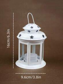 1 pieza Soporte para vela de estrella hueca de hierro, decoración de dormitorio/mesa, accesorio de iluminación romántica con velas, se puede colgar