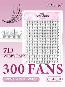 CoMango 300Fans C/D 7D Wispy Premade Fans Mi nối dài 0.07MM Lông mi giả dạng lông chồn nhọn Mi giả Wispy 3D Nga Volume Mi nối dài từng sợi, Cụm mi, Lông mi riêng lẻ, Lông mi, Lông mi giả - màu đen - Xem 8