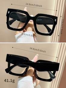 1 副青少年塑料镜框透明超大方形眼镜 - 适合日常街头摄影节日配饰