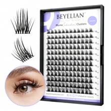 144Pcs BEYELIAN Lash Clusters, Individual Cluster Lashes, 10-16mm C Curl DIY Eyelash Extension Super Thin Band Resuable Soft Glue Bonded Lash Extensions (Style5 0.07 Mix Black Band)