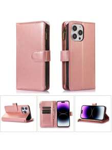 Portemonnee 1pc Business Flip Cover Multifunctionele kaartsleuven Telefoonhoesje, Anti-val beschermhoes Compatibel met Apple & telefoons