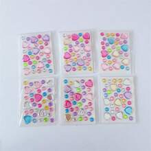 2/4/6 Pieces Mini Hearts & Stars Rhinestone Decals - Vibrant Acrylic Floral Appliques For Makeup, Eye Makeup Embellishments And Crafts - Ideal For Jewelry Making!