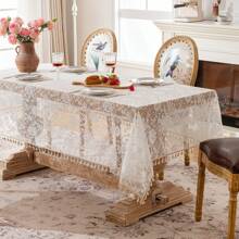 1pc Lace Table Cover Elegant Floral Design For Dining Wedding Decor