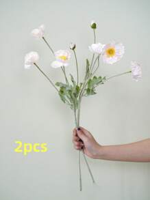 2/6支逼真罂粟花，包含3朵花和1个花苞，简约现代风格，可弯曲成各种形状——适合DIY、家居装饰、花瓶插花、婚礼、派对等场合。高品质植绒材质，触感舒适。四季皆宜。 - 彩色 - 查看 19