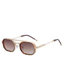 1pc New Retro European And American Square Double-Beam Small Frame Glasses, Casual Party Street Elegant High-Grade Fashion Glasses, Suitable For Daily Wear And Outdoor Activities