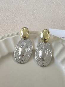 1 对时尚夸张椭圆形耳环，独特个性化优雅设计女士耳环