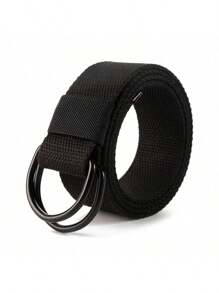 1pc Black Double-Loop Unisex Woven Belt, Outdoor Sports Waist Belt, Waist Trainer Belt, Workwear Belt, Adjustable Size - 1pc - View 4