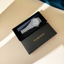 DAYAND NIGHT [DAYAND NIGHT] Luxury Women Gold Color Fully Rhinestone Encrusted Watch, Suitable For Parties, Galas Or Daily Wear. Perfect Gift For Valentine's Day, Anniversary Or Birthday
