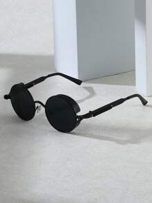Ochelari de soare vintage în stil Steampunk - ramă metalică, lentile oglindite, potriviți pentru sport și condus, pentru vacanță de vară la plajă, în aer liber, călătorii