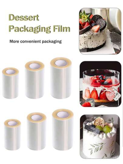 1 件透明慕斯蛋糕周边膜，长约10m，宽6/8/12/15/20cm，适用于巧克力慕斯蛋糕装饰学校用品食品袋食品盒适用于糖果巧克力饼干等。