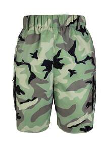 Women's Casual Random Print Pocket Shorts - Green - View 2