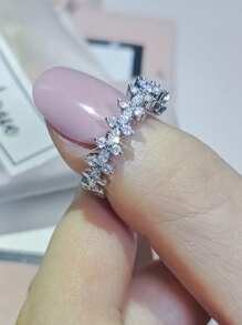 1件 2026新款时尚可调节银色花环戒指 四叶草花朵开口戒指 女士情人节礼物首饰 适合周年纪念日、派对、聚会和特殊场合 - 銀色 - 查看 6