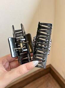 Set de 4 piezas/2 piezas clips de pelo cuadrados de 3.54pulgadas/9 cm con estampado de leopardo, ligeros y de plástico. Accesorios de pelo elegantes, versátiles y de alta calidad con unicolor minimalistas y ombré, adecuados para uso diario, casual, de fiesta, viajes, peinados, lavado de cara/Body, maquillaje y combinar con atuendos