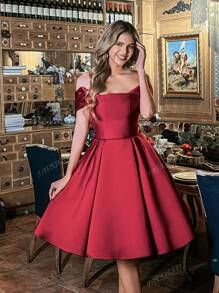 Faeriesty Faeriesty Stylish Off Shoulder Satin Cocktail Dress