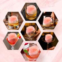 (限时优惠) 1 件烘焙模具，带 4 孔的蛋糕/巧克力/果冻/布丁模具，带盖的玫瑰花冰块模具，橡胶冰格，适用于生日派对、礼物、饮料、咖啡、手工皂冰格冰块冰块柔软冰块模具冰块模具