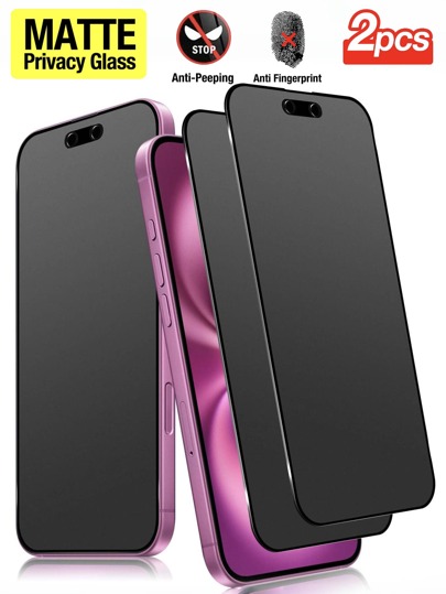 Yezodawee 2 Pacotes de Protetores de Tela de Privacidade Fosca Compatível com Iphone 9H Anti-Espiando Película de Privacidade de Vidro Temperado Fosco para 16ProMax/16E/16Plus/IPhone15ProMax/14/13/12/11/XR/X/XS/7/8, Protetor de Tela Anti-Impressão Digital Fosco Anti-Espião 2.5D (6,1 Polegadas), Protetor de Tela de Vidro Fosco de Cobertura Total Fosco
