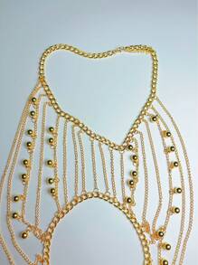 1pc Street Style Fringe & Chain Design Fashionable Shoulder & Body Chain For Women, Punk Style