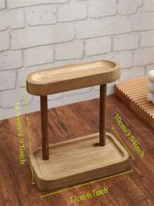 1 szt. 2-poziomowa wolnostojąca drewniana półka - wielofunkcyjny regał do przechowywania na biurku, odpowiedni do wystroju wnętrz, biżuterii, kosmetyków i artykułów piśmiennych - bez metalowej rury, półki pionowe