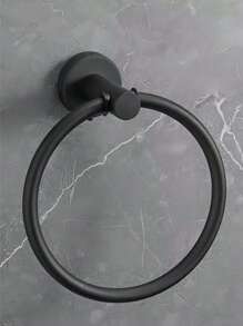 1 Anello portasciugamano rotondo, più resistente in acciaio inossidabile, per montaggio a parete in bagno, anello portasciugamano nero opaco e argento, porta asciugamani da mano, per bagno e cucina, set portasciugamani, regalo per la Festa della Mamma