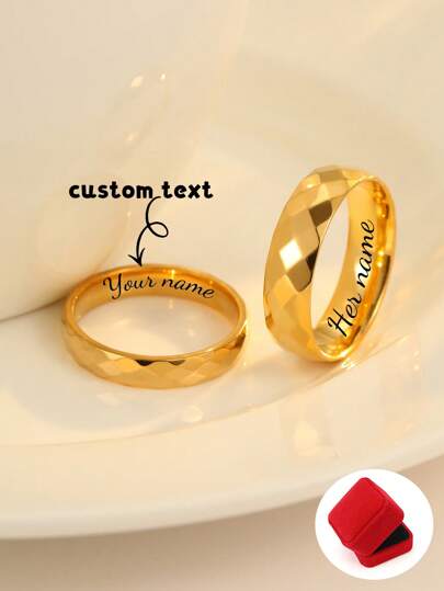 Nkeybbon 1 Piece Custom Engraved Ring For Engagement And Marriage, Engraved Name, Or Gift For Valentine's Day, Romance Day, Important Holidays