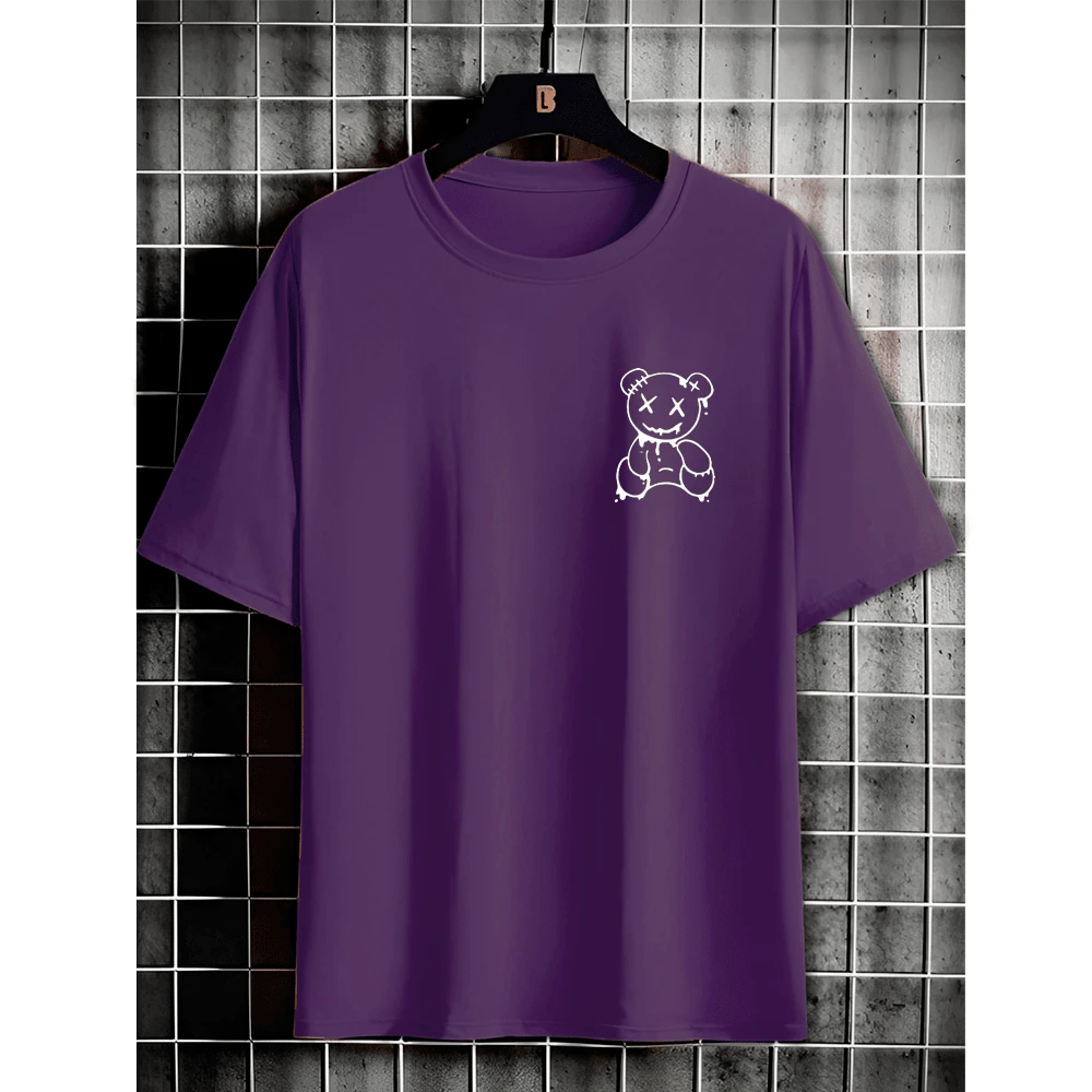 Camisa Masculina Camiseta Urso Ursinho Estilo Streetwear Premium Malha De Algodão Leve - Roxo - Visão 1