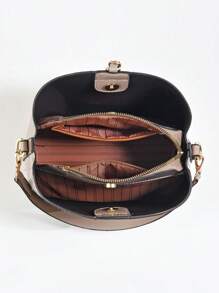 女式大容量压花水桶包，带 3 个口袋，简约休闲单肩包和斜挎包，时尚斜挎包