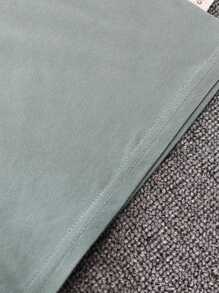 Infant/Toddler Letter Print Contrast Color Round Neck Short Sleeve Shorts Set, Summer - Green - View 4