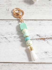 1pc Spring Silicone Beaded Tassel Keychain Ideal Accessory For Bags Designed For Both Men And Women Bridesmaid Gifts Boho